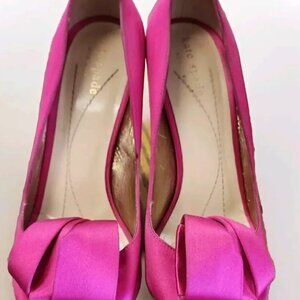 Kate Spade Clarice Hot Pink Satin Ribbon Knot Pump Size 6.5 B Preowned